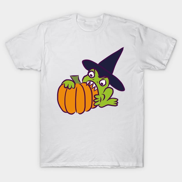 Witch Frog Chomp T-Shirt by josierichey